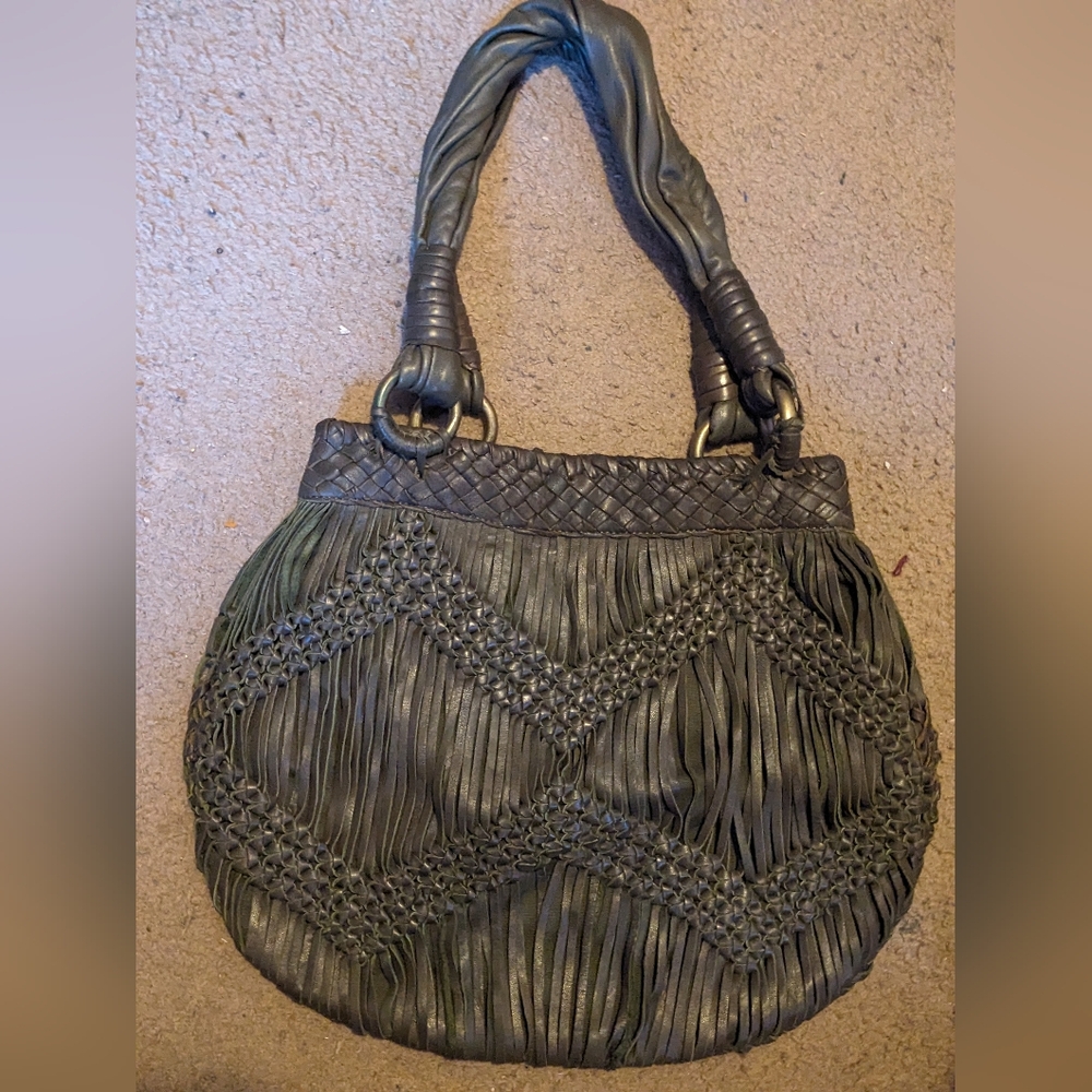 Zara Dark Green (handles/straps) and textile (base under the straps) MED/LG bag